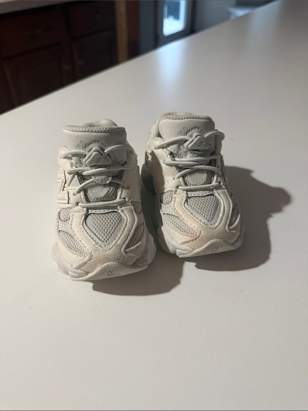 New Balance Kids Cream/White Sneakers - Active Mesh & Suede